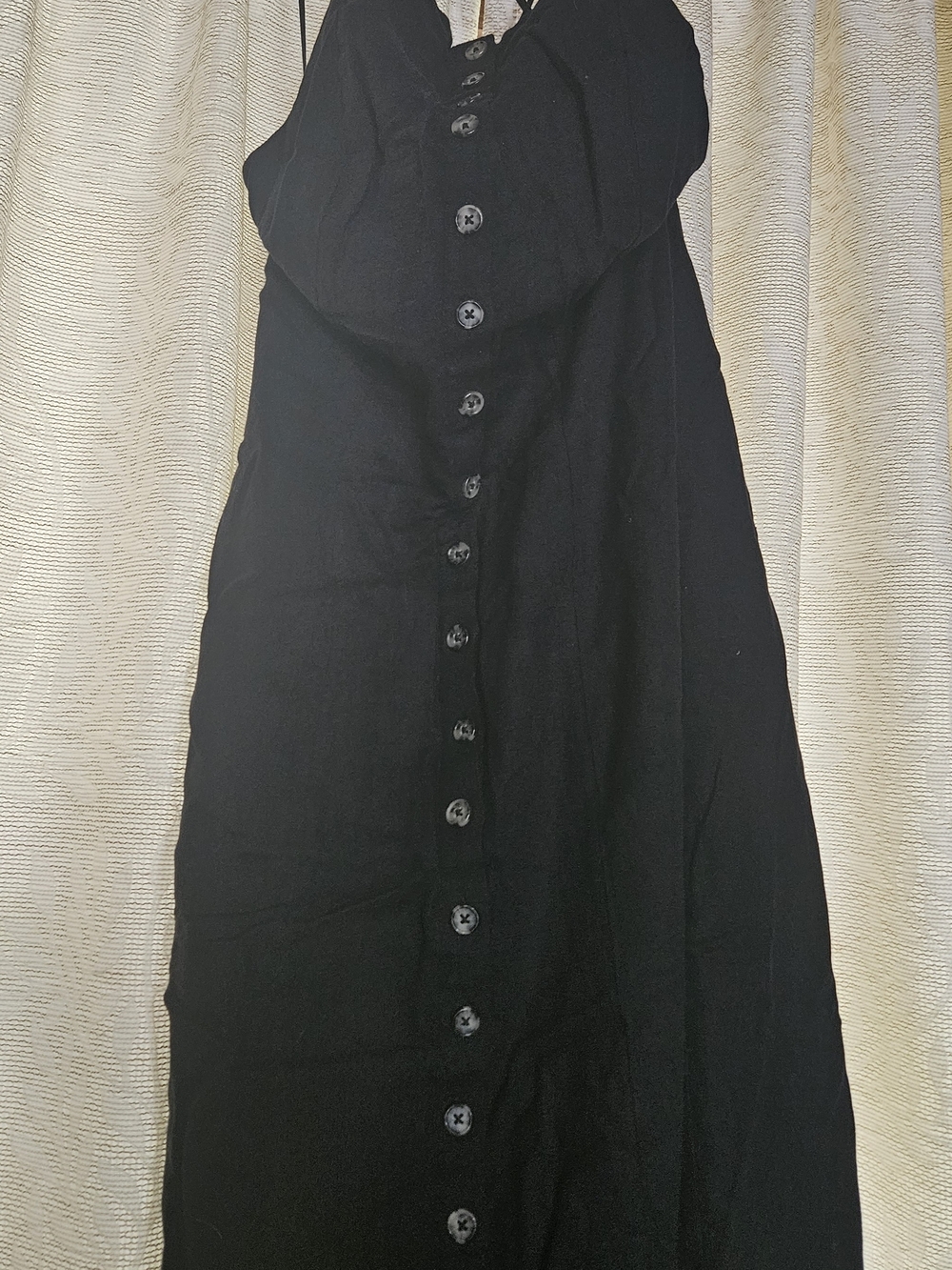 Free People Black Maxi Dress with Button Front